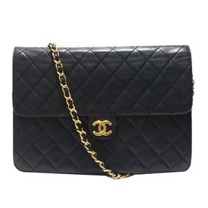 Chanel Coco Mark Lambskin Chain Shoulder Bag Black/Gold